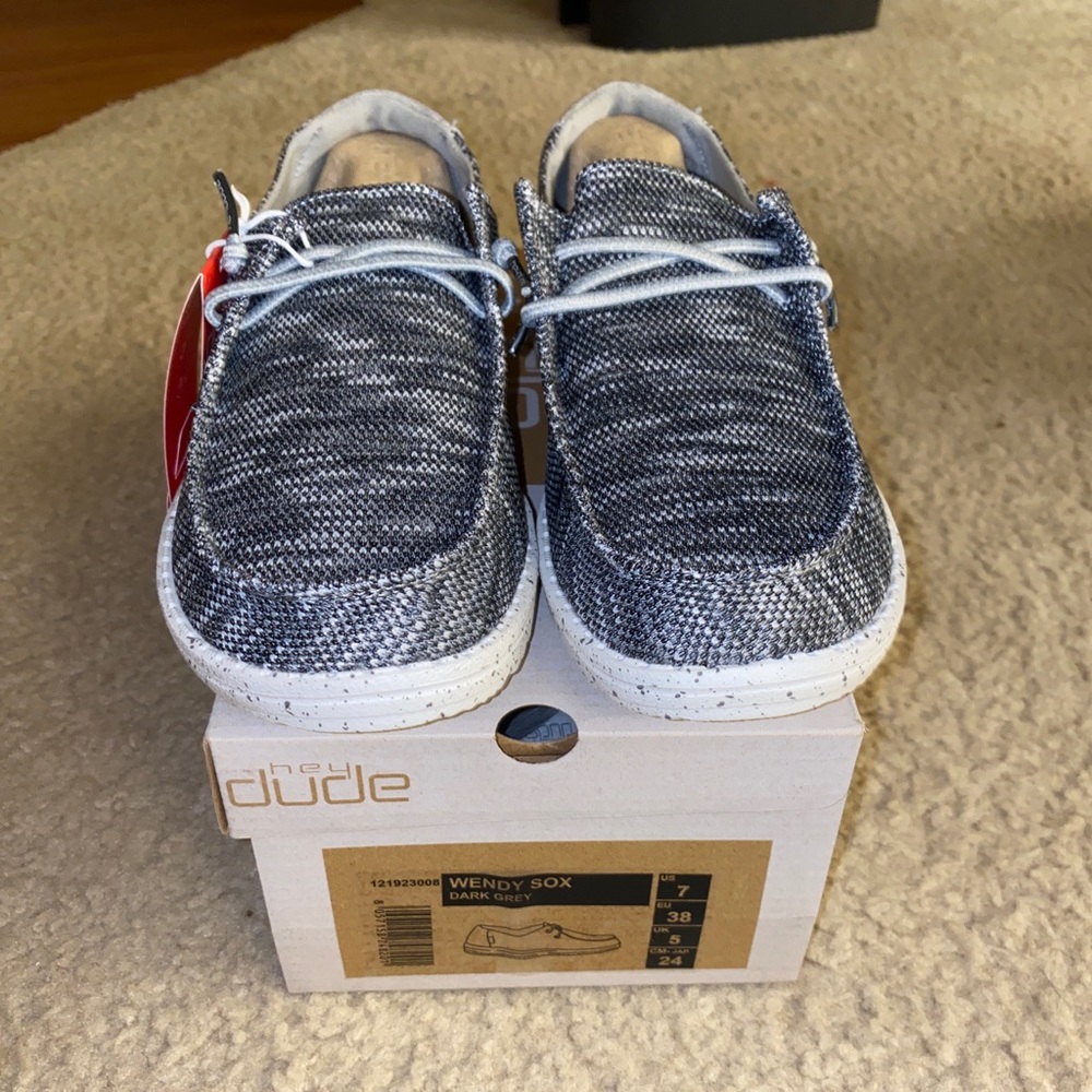 New Women’s Hey Dude Wendy Sox Dark Grey 7